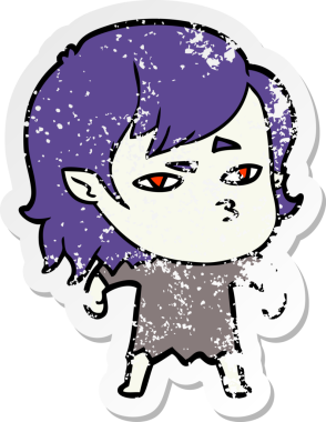 Bir insan tarafından çizilmiş vampir bir kızın sıkıntılı çıkartması.