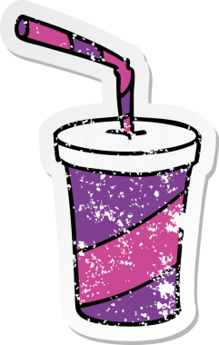 Bir insan tarafından çizilmiş el yazısı çizgi film çizimi fast food içeceği.