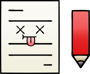 Bir insan tarafından çizilmiş bir test kağıdının gölgelenmiş karikatürü