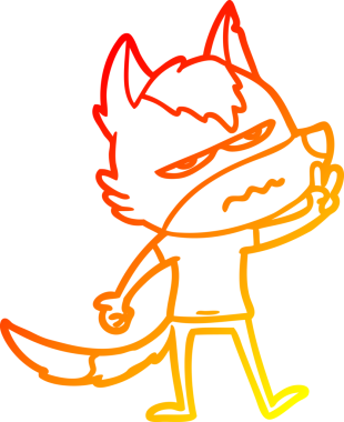 Bir insan tarafından çizilmiş kızgın bir kurdun sıcak çizgi çizimi.