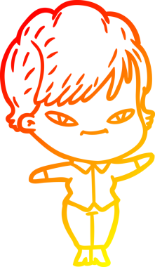 Bir insan tarafından çizilmiş mutlu bir kadının çizgi çizimi.