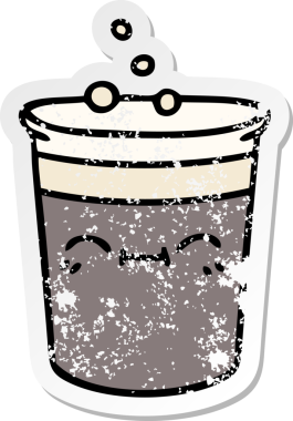 Bir insan tarafından çizilmiş garip bir el karikatür bardağının sıkıntılı çıkartması.