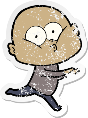 Bir insan tarafından çizilmiş kel bir adamın sıkıntılı çıkartması.