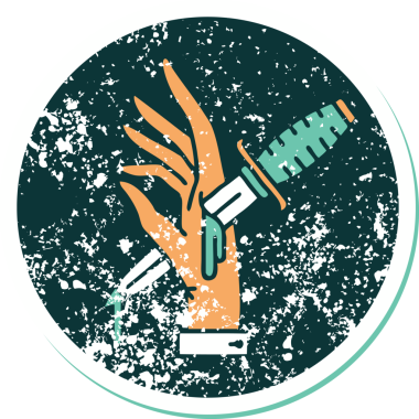 İnsan eliyle çizilmiş bir hançerin sembolik dövmeli görüntüsü.