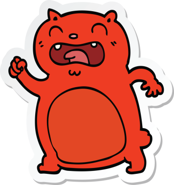 Bir insan tarafından çizilmiş çizgi film kedisinin çıkartması.