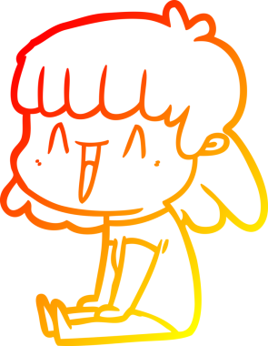 Bir insan tarafından çizilen mutlu bir kızın çizgi çizimi.