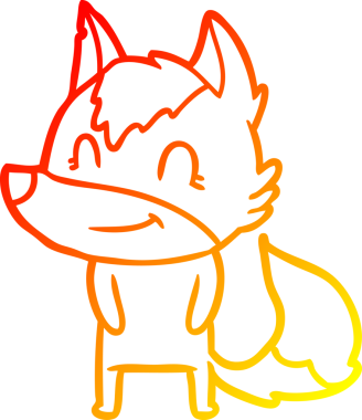 Bir insan tarafından çizilmiş dost canlısı bir kurt çizgi çizimi.