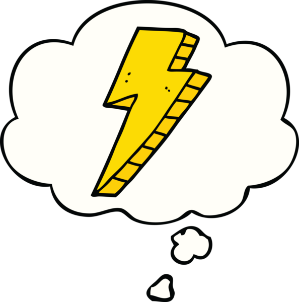 Bir insan tarafından çizilmiş düşünce baloncuklu karikatür yıldırımı