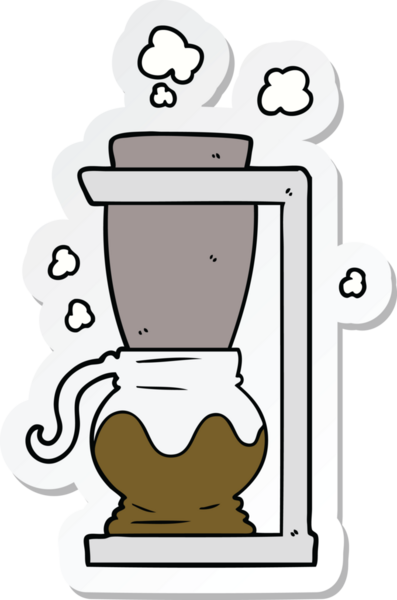 Bir insan tarafından çizilmiş çizgi film filtresi kahve makinesinin çıkartması.