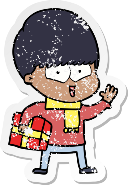 Bir insan tarafından çizilmiş mutlu bir çocuğun sıkıntılı çıkartması.