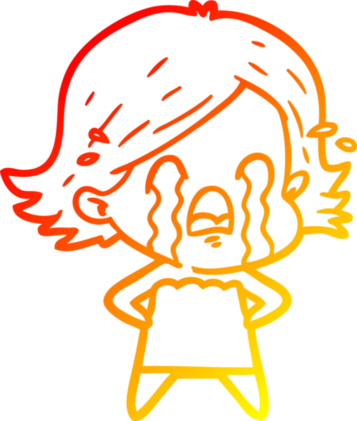 Bir insan tarafından çizilmiş, ağlayan bir çizgi kadın çizimi.