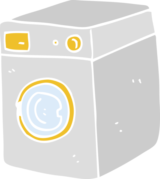 Bir insan tarafından çizilmiş çamaşır makinesinin düz renk çizimi