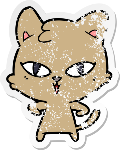 Bir insan tarafından çizilmiş karikatür bir kedinin sıkıntılı çıkartması.