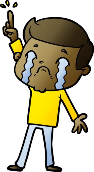 Bir insan tarafından çizilmiş ağlayan çizgi film adamı.