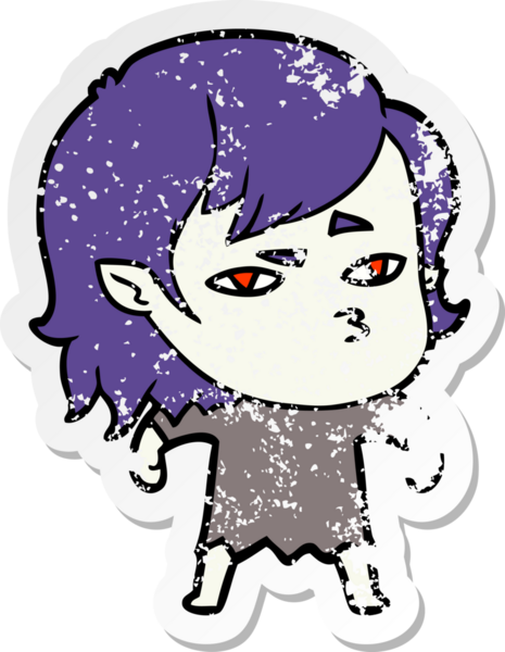 Bir insan tarafından çizilmiş vampir bir kızın sıkıntılı çıkartması.