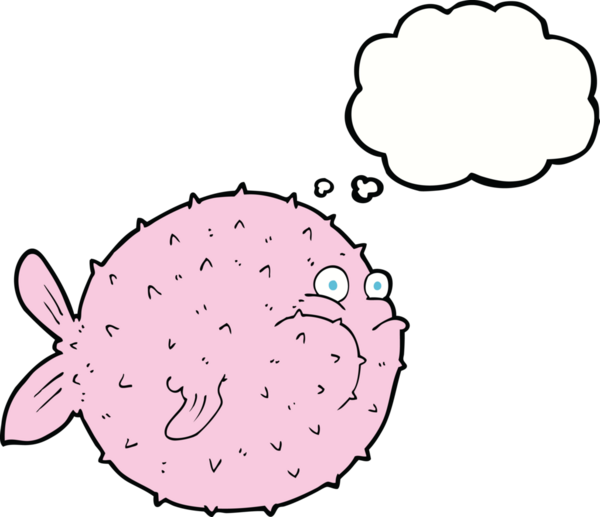 Bir insan tarafından çizilmiş baloncuklu balon balığı.