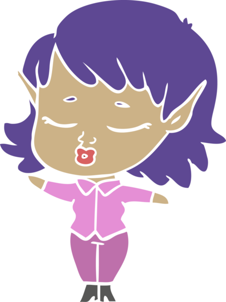 Bir insan tarafından çizilmiş düz renkli bir elf kızı.