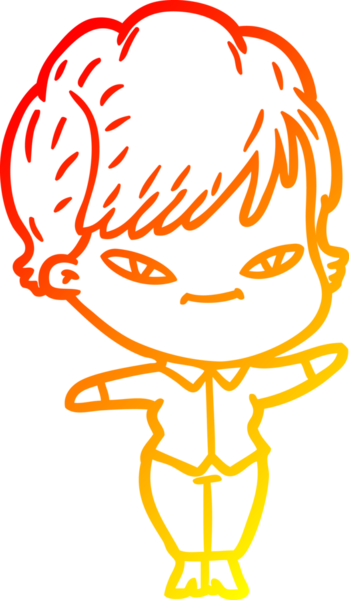 Bir insan tarafından çizilmiş mutlu bir kadının çizgi çizimi.