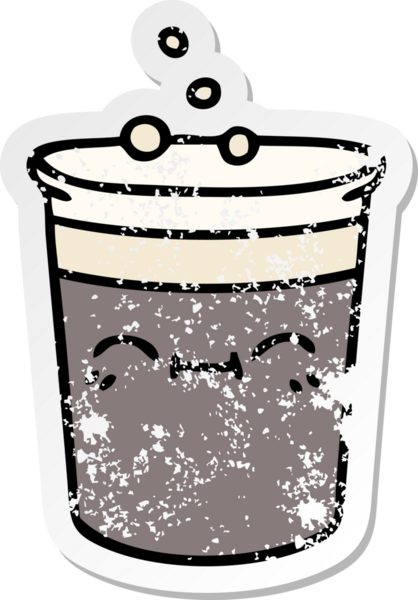 Bir insan tarafından çizilmiş garip bir el karikatür bardağının sıkıntılı çıkartması.