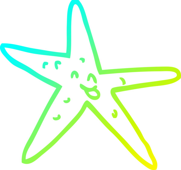 Bir insan tarafından çizilen mutlu yıldız balığının soğuk çizgi çizimi.