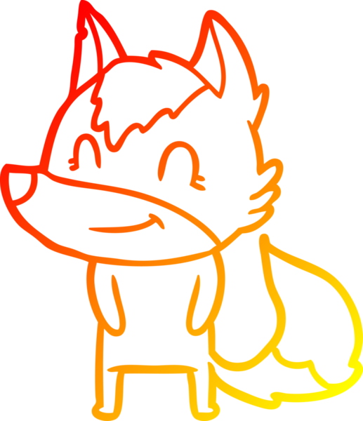 Bir insan tarafından çizilmiş dost canlısı bir kurt çizgi çizimi.