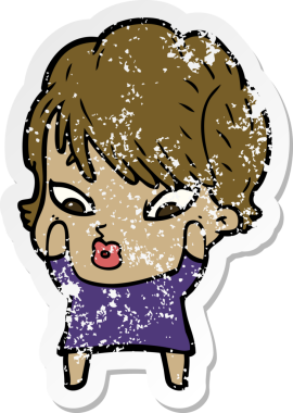 Bir insan tarafından çizilmiş karikatür bir kadının sıkıntılı çıkartması.