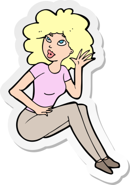 Bir insan tarafından çizilmiş bir karikatür kadının çıkartması.