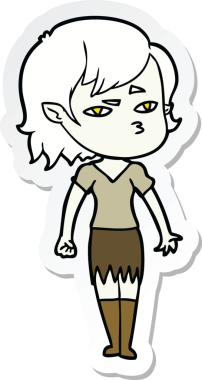 Bir insan tarafından çizilmiş vampir bir kızın çıkartması.