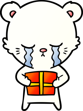 Bir insan tarafından çizilmiş üzgün küçük kutup ayısı çizgi filmi.