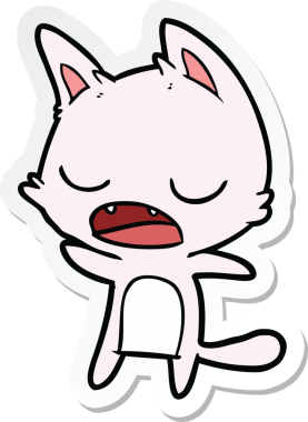 Bir insan tarafından çizilmiş konuşan kedi karikatürü.