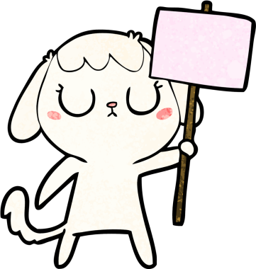 Bir insan tarafından çizilmiş şirin bir çizgi film köpeği.