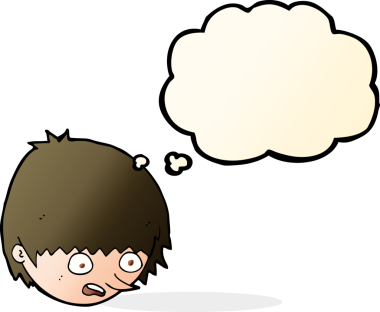 Bir insan tarafından çizilmiş düşünce baloncuğuyla gerilmiş bir yüz.