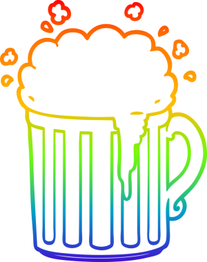 gökkuşağı gradyan çizgi çizimi bir insan tarafından çizilmiş bira kupası