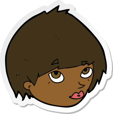 Bir insan tarafından çizilmiş karikatür kadın yüzü çıkartması.