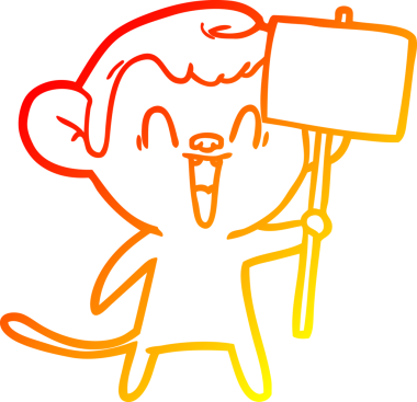 Bir insan tarafından çizilmiş gülen maymun çizgi çizimi.