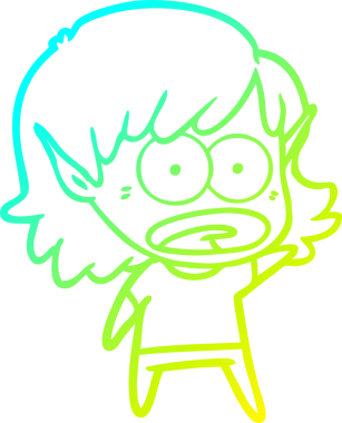 Bir çizgi film karakteri çizimi bir insan tarafından çizilmiş bir elf kızı şok etti.