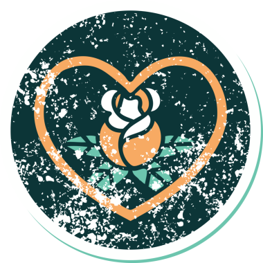 Bir insan tarafından çizilmiş kalp ve çiçeklerin sembolik depresif dövme şekli