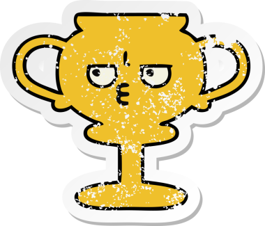 Bir insan tarafından çizilmiş sevimli bir karikatür kupasının sıkıntılı çıkartması.