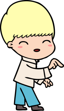 Bir insan tarafından çizilmiş mutlu çizgi film çocuğu.