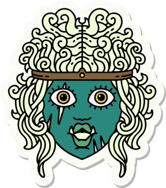 Bir insan tarafından çizilmiş bir ork barbar karakterinin çıkartması.