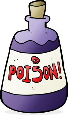 Bir insan tarafından çizilmiş bir zehir şişesi.