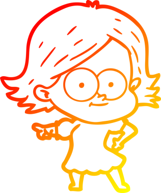 Bir insan tarafından çizilmiş mutlu bir çizgi film kızı çizimi