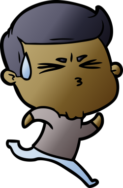 Bir insan tarafından çizilmiş terleyen çizgi film adamı.