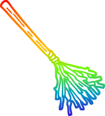 Gökkuşağı gradyan çizgi çizimi bir insan tarafından çizilmiş cadı süpürgesi