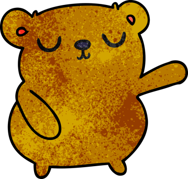 Bir insan tarafından çizilmiş, el yazısıyla çizilmiş şirin bir ayının karikatürü.