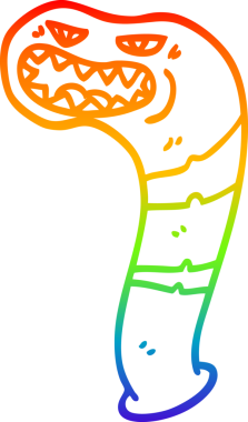 Gökkuşağı gradyan çizgi çizimi bir insan tarafından çizilmiş bir canavar sülük