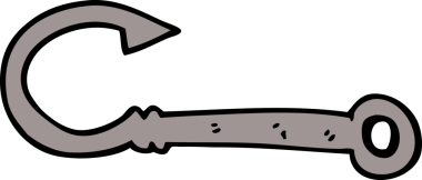 Bir insan tarafından çizilmiş karalama balık kancası.