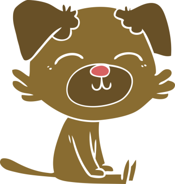 Bir insan tarafından çizilmiş düz renkli çizgi film köpeği.