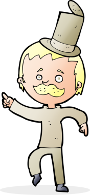 Bir insan tarafından çizilmiş kırık şapkalı bir çizgi film adamı.