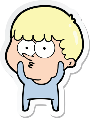 Bir insan tarafından çizilmiş meraklı bir çocuğun çıkartması.